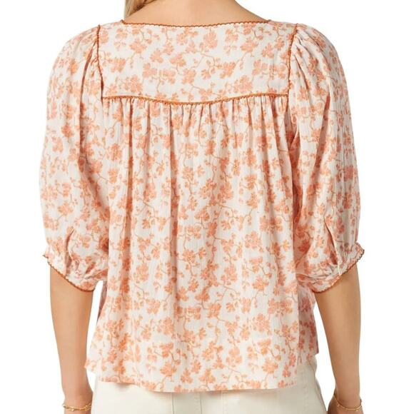 JOIE Leroye Short Sleeve Cotton Top Porcelain Multi Women’s Sz XL NWT - Picture 5 of 9